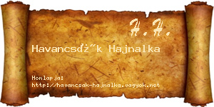 Havancsák Hajnalka névjegykártya